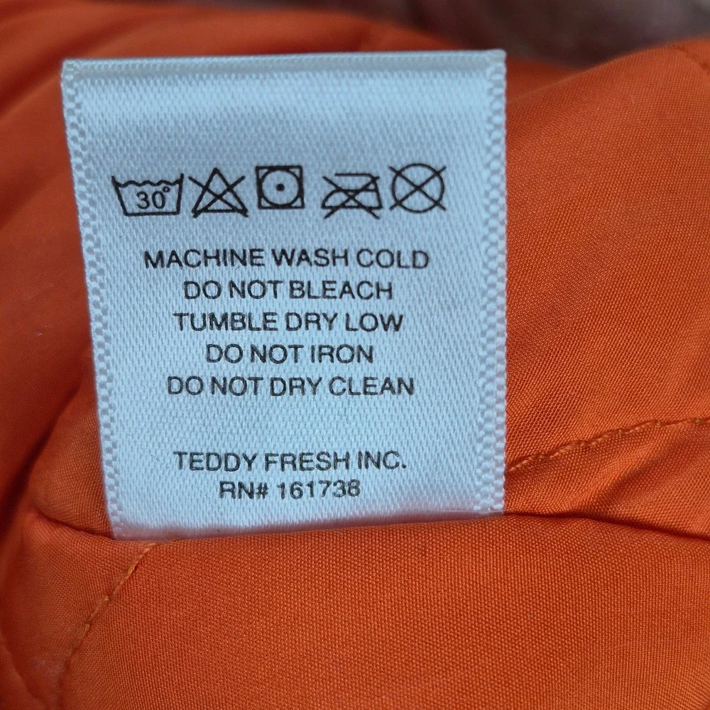 Teddy Fresh Bomber Jacket Mens XL Green Orange Flame‎ Print Streetwear